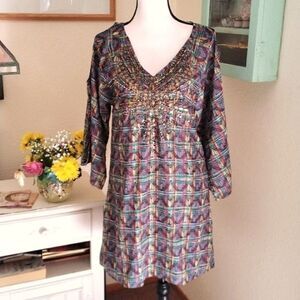 NWT Francesca's Blue Rain Embellished Shift Dress
